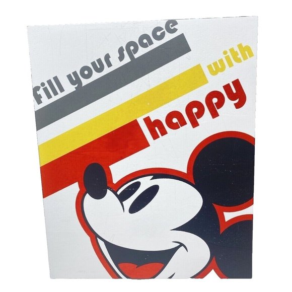 Hallmark Disney Mickey Mouse "Fill Your Space With Happy" Wooden Quote Sign, New - Picture 1 of 11